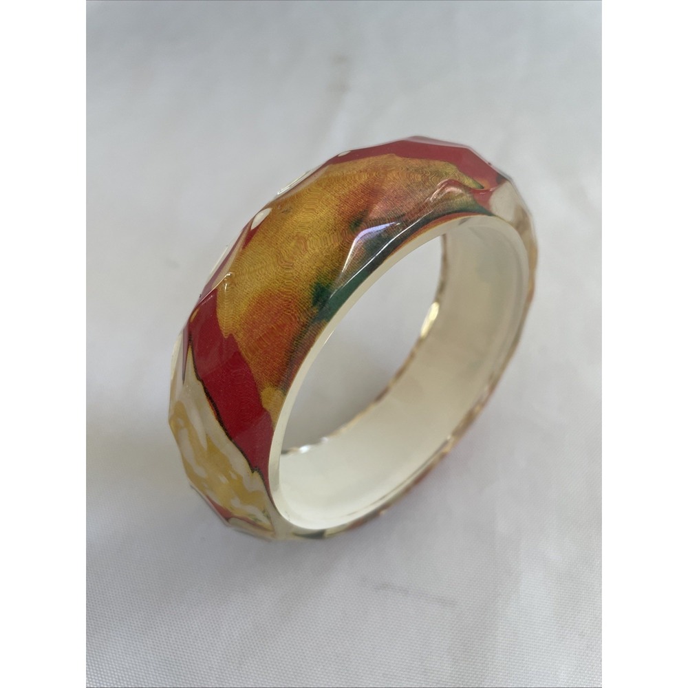 Beautiful Vintage‎ Tie Dye Lucite Chunky Bangle Bracelet Boho Hippie Beach Vibe